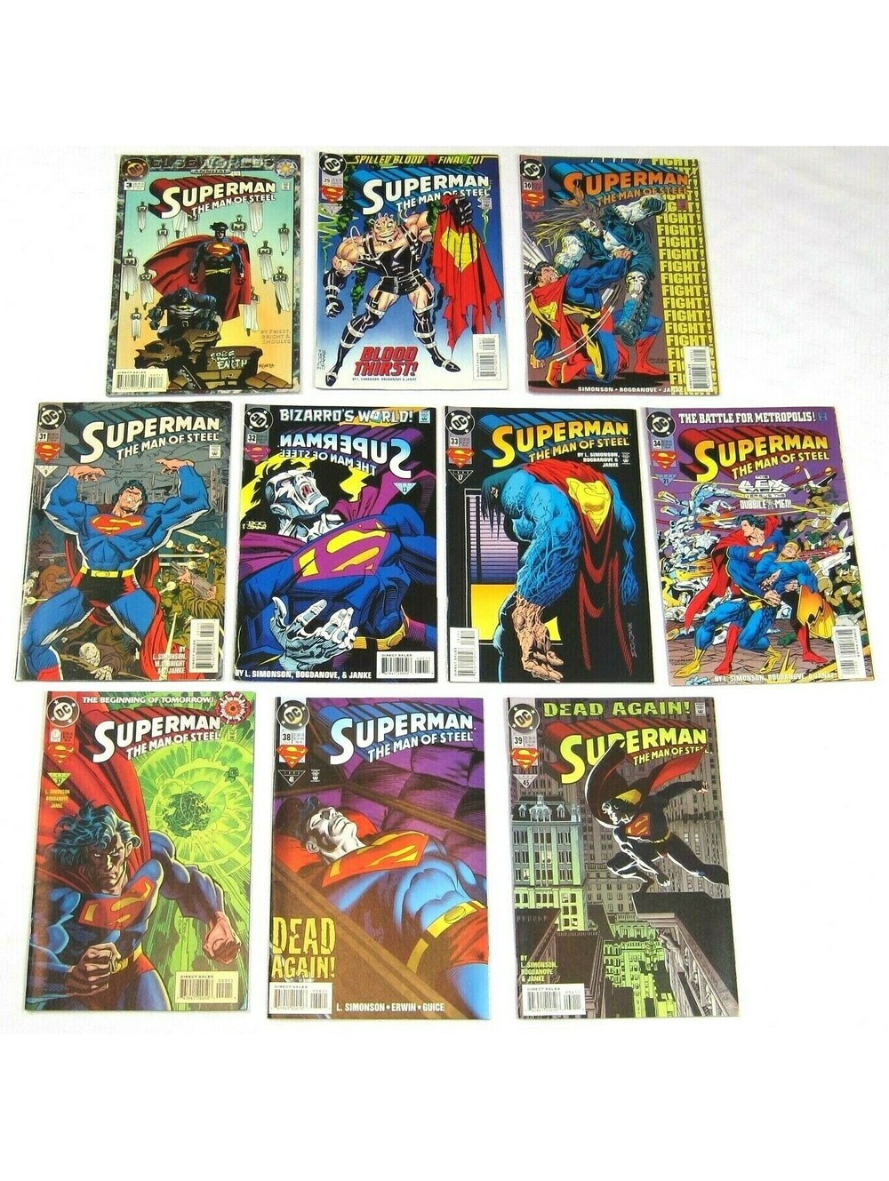 Lot of 10 Vintage 1994 Superman The Man of Steel Comic Books DC Comics
